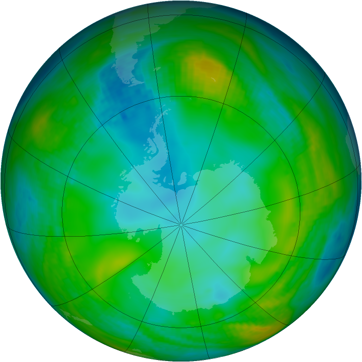 Antarctic ozone map for 05 June 1981